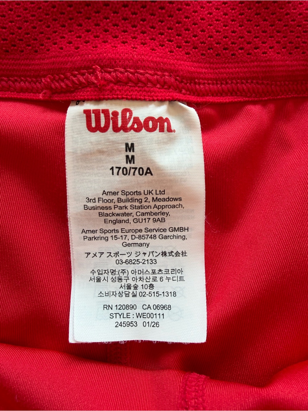 Wilson Advantage Shorts Red Lightweight Elastic-Waist Women's Shortsw - Picture 6 of 7